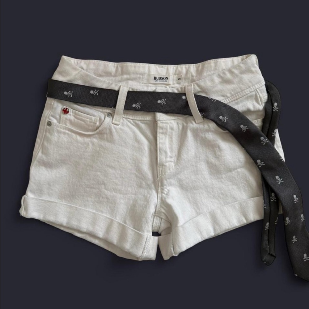 Hudson Jeans Women's White Shorts with union jack detailing